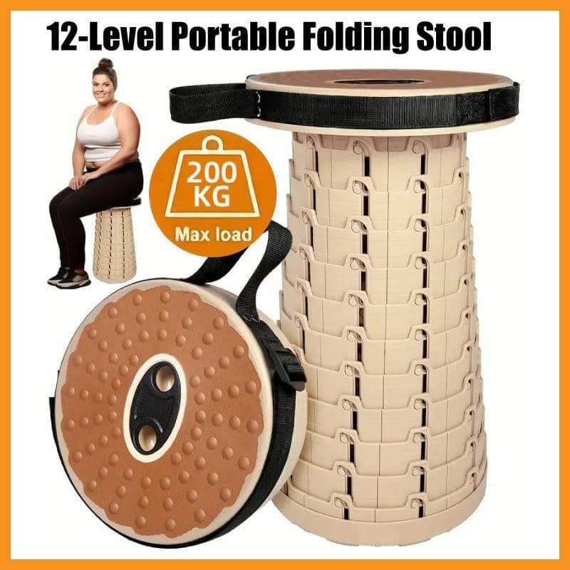 Folding Portable Stool, Adjustable Telescopic Camping Chair