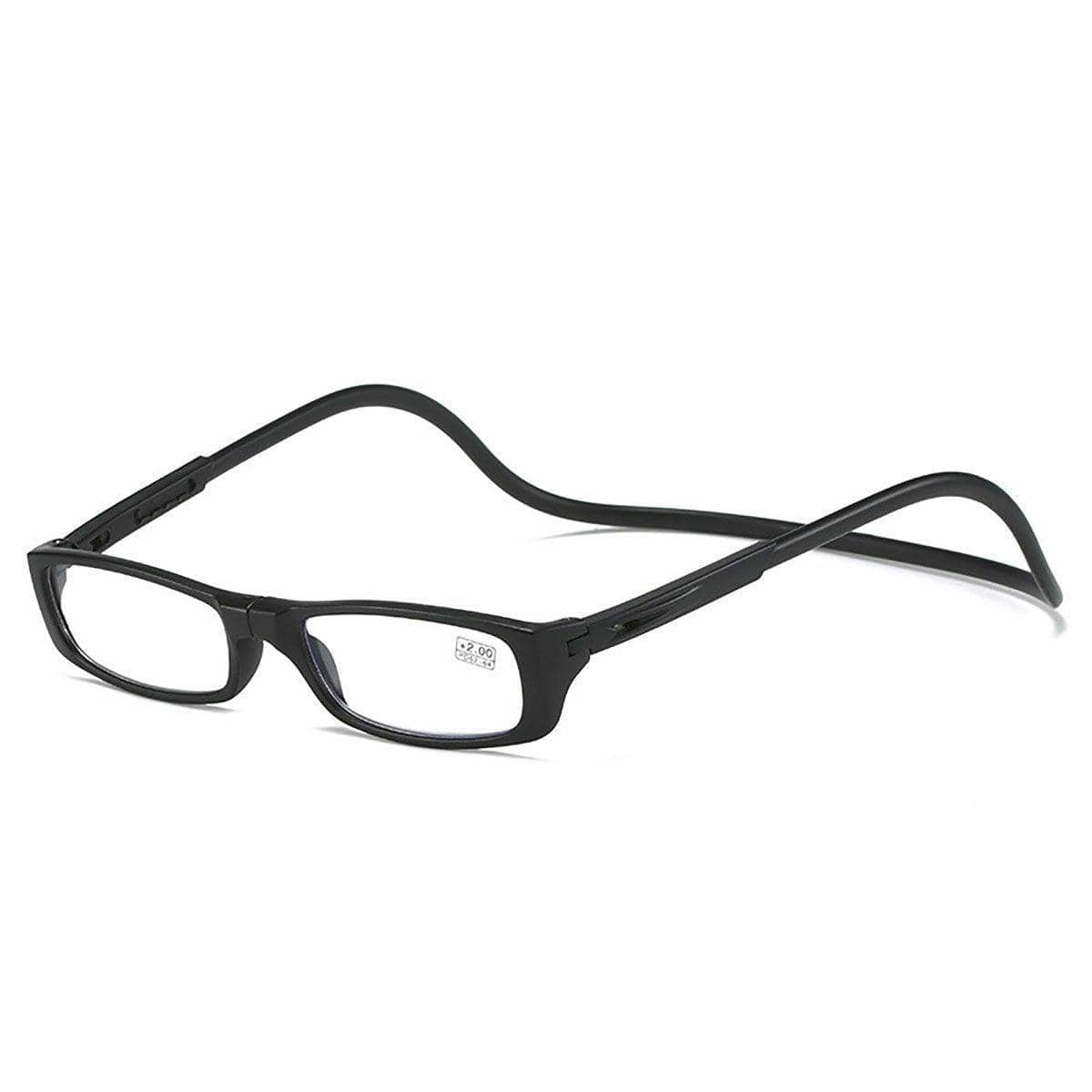 Folding Reading Glasses with Magnetic Neck-Hang Design, Black, 250 Degrees