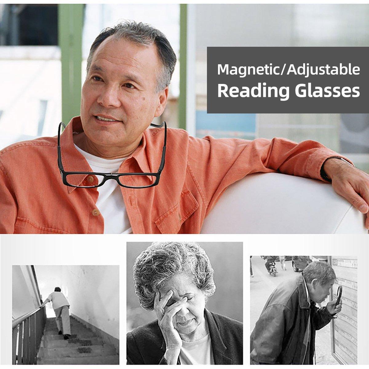 Folding Reading Glasses with Magnetic Neck-Hang Design, Grey, 350 Degrees - view 5