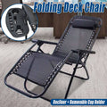 Folding Recliner Chair with Mesh Seat and Headrest, Black