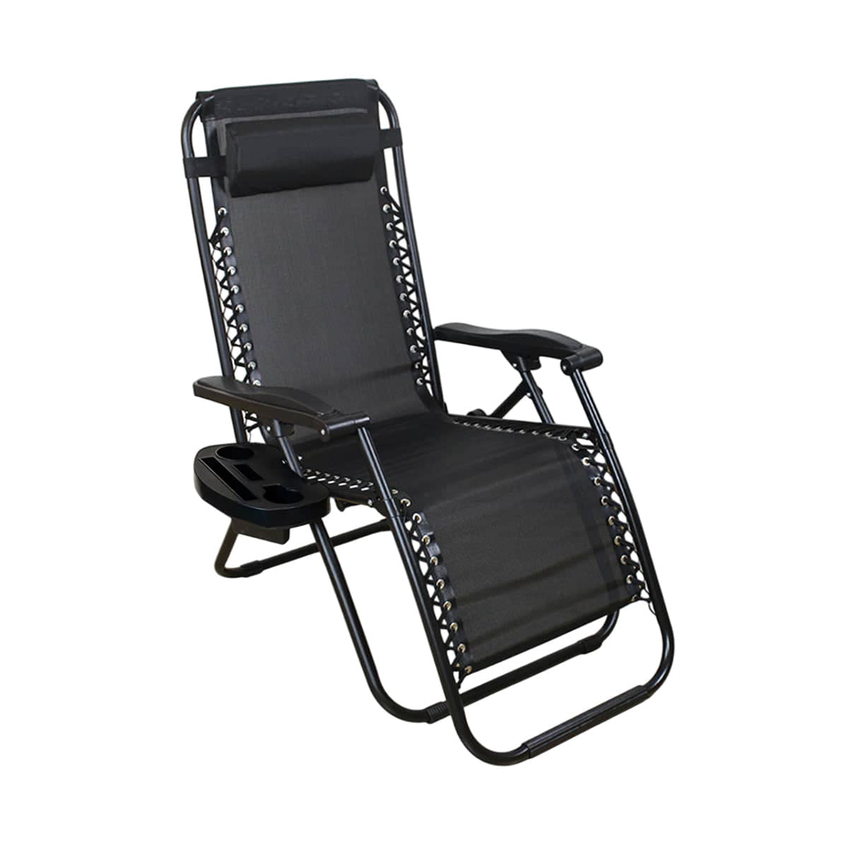 Folding Recliner Chair with Mesh Seat and Headrest, Black - view 2