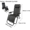 Folding Recliner Chair with Mesh Seat and Headrest, Black - view 3