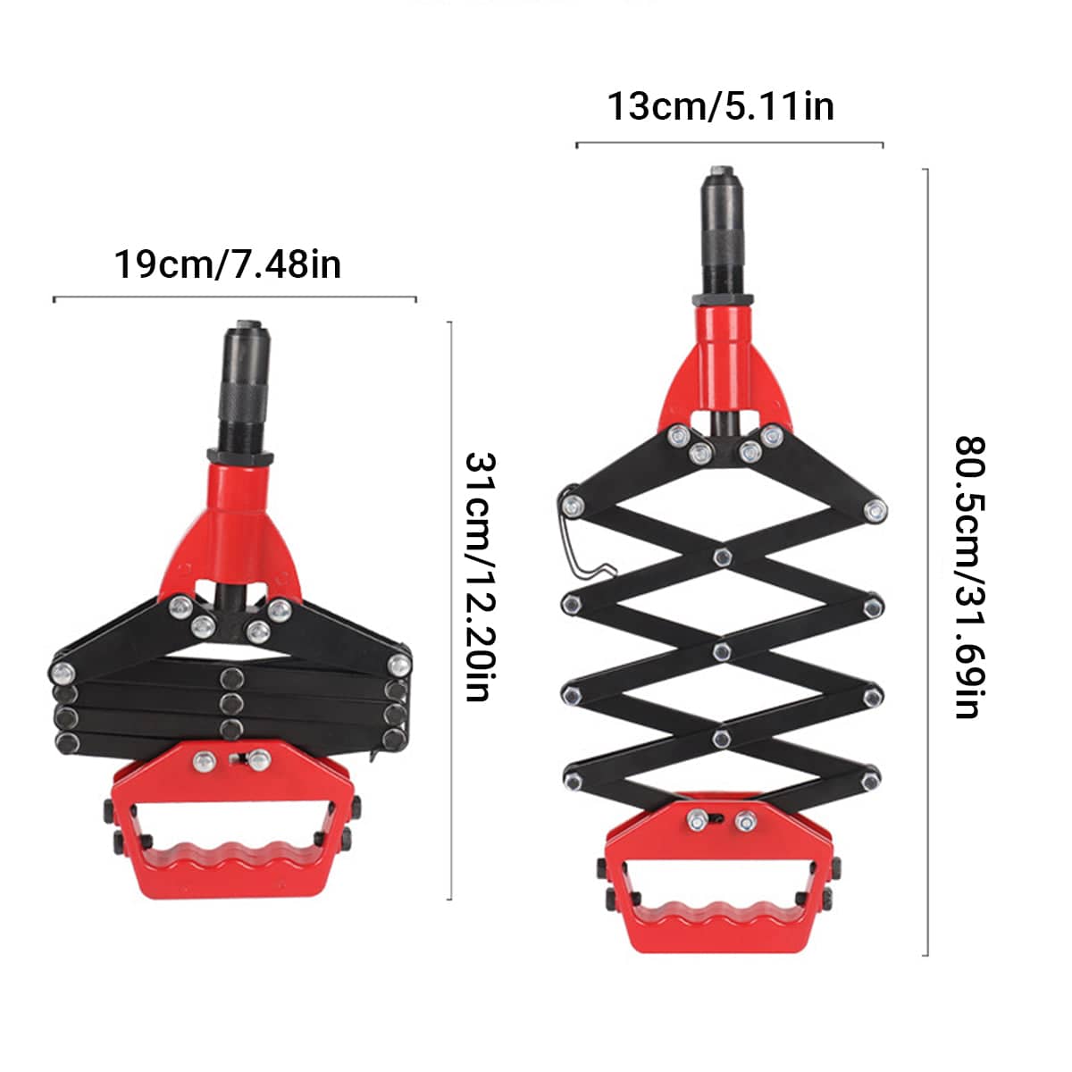 Folding Rivet Gun Tool Kit - 3.2 to 6.4mm, 5 Nozzles - view 3