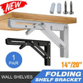Folding Shelf Brackets - Silver, 14 Inch (35.5 cm), 150kg, 2 Pack - view 2