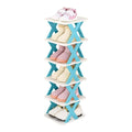 Folding Shoe Rack, 6 Tier Space Saving Storage Shelf - Light Blue