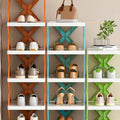 Folding Shoe Rack, 6 Tier Space Saving Storage Shelf - Light Blue - view 5
