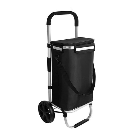 Folding Shopping Cart with Wheels, Portable Grocery Trolley with Fabric Bag - view 2