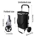 Folding Shopping Cart with Wheels, Portable Grocery Trolley with Fabric Bag - view 3