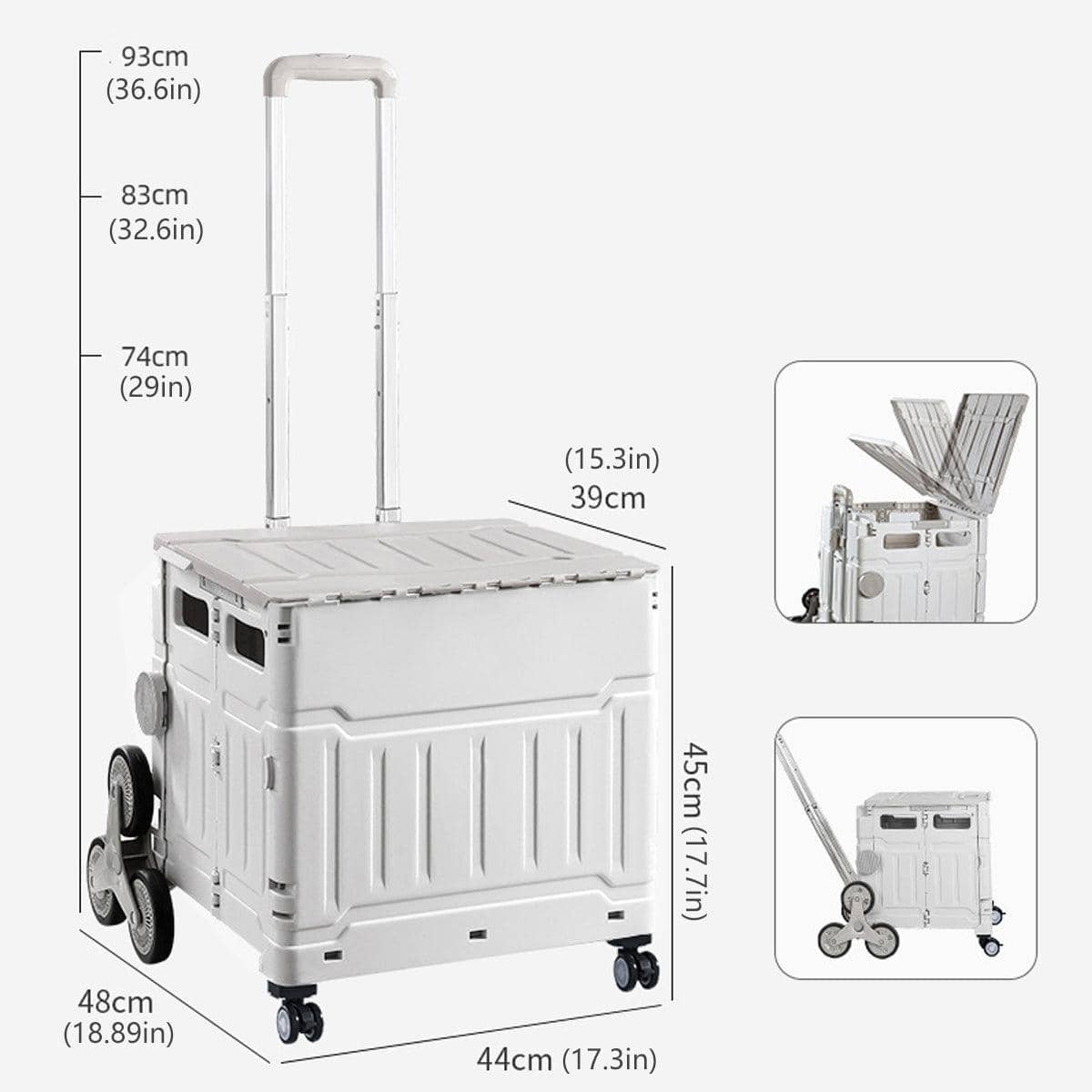 Folding Shopping Trolley with Lid and Telescopic Handle - view 3