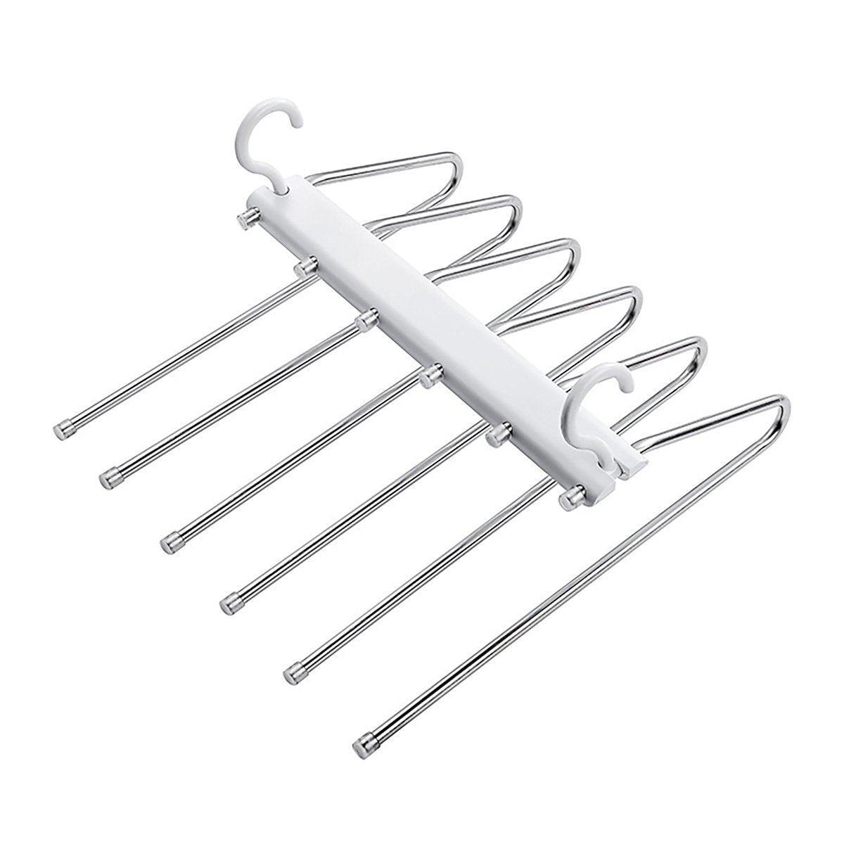 Folding Stainless Steel Pants Rack with Anti-Slip Coating - White