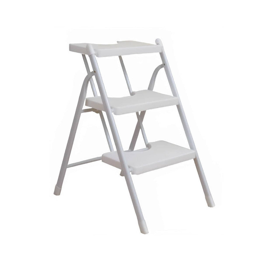 Folding Step Stool with Non-Slip Pedals 150 kg Capacity - 3 Layer White