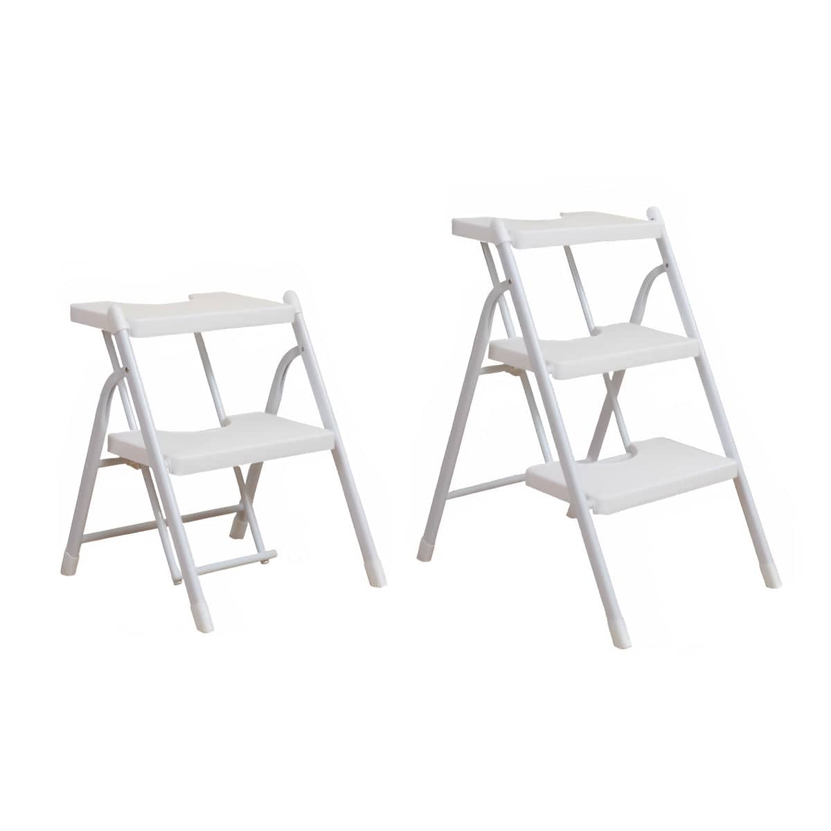 Folding Step Stool with Non-Slip Pedals 150 kg Capacity - 3 Layer White - view 3