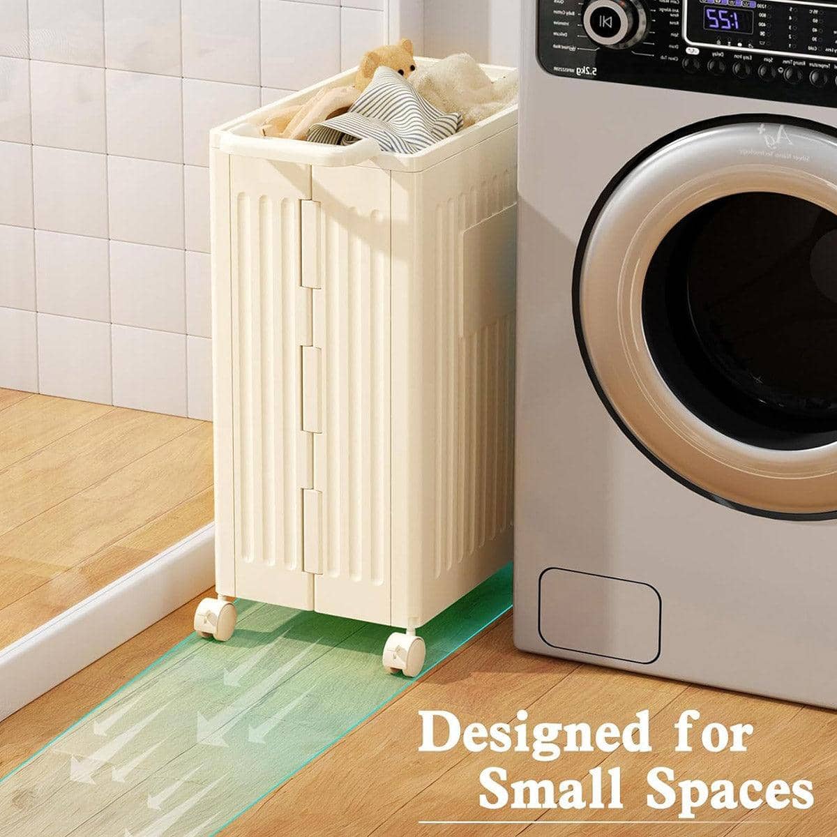 Folding Storage Basket Organiser with 360 Degree Wheels for Yoga Mats and Gym Gear - view 4