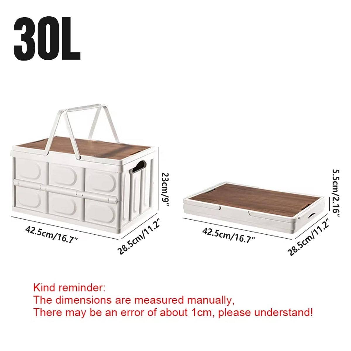 Folding Storage Box 30 L with Wooden Lid - Army - view 4