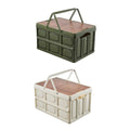 Folding Storage Box 30 L with Wooden Lid - White - view 3