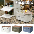Folding Storage Box with Side Door, Wheels and Wooden Lid - Army Green - view 2