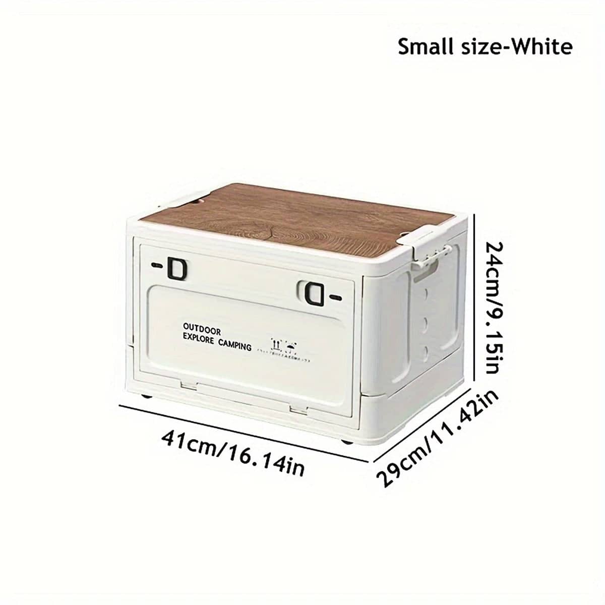 Folding Storage Box with Side Door, Wheels and Wooden Lid - Army Green - view 4