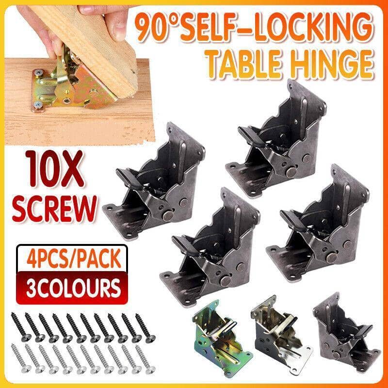 Folding Table Leg Brackets, Heavy Duty Self Locking Hinge - Zinc, 4 Pack - view 2