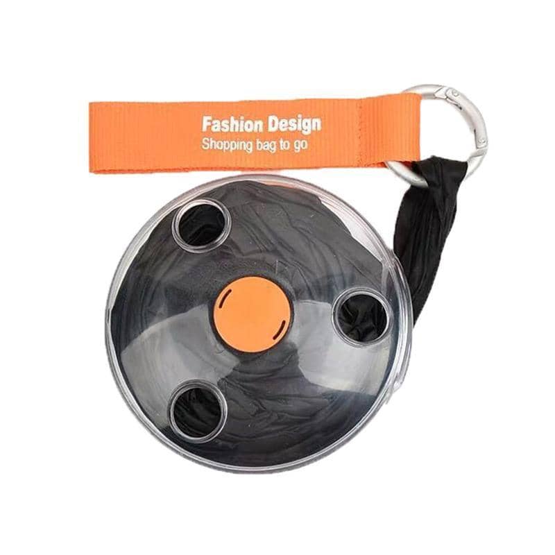 Folding Telescopic Shopping Bag with Round Carry Case - Black