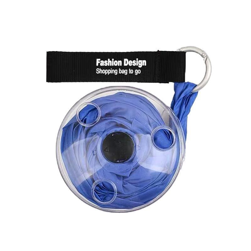 Folding Telescopic Shopping Bag with Round Carry Case - Blue