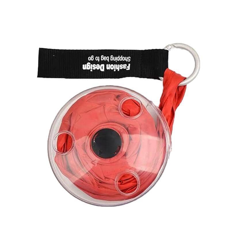 Folding Telescopic Shopping Bag with Round Carry Case - Red