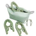 Folding Travel Clothes Hangers with Clips and Storage Bag, 15 Piece Set - Green