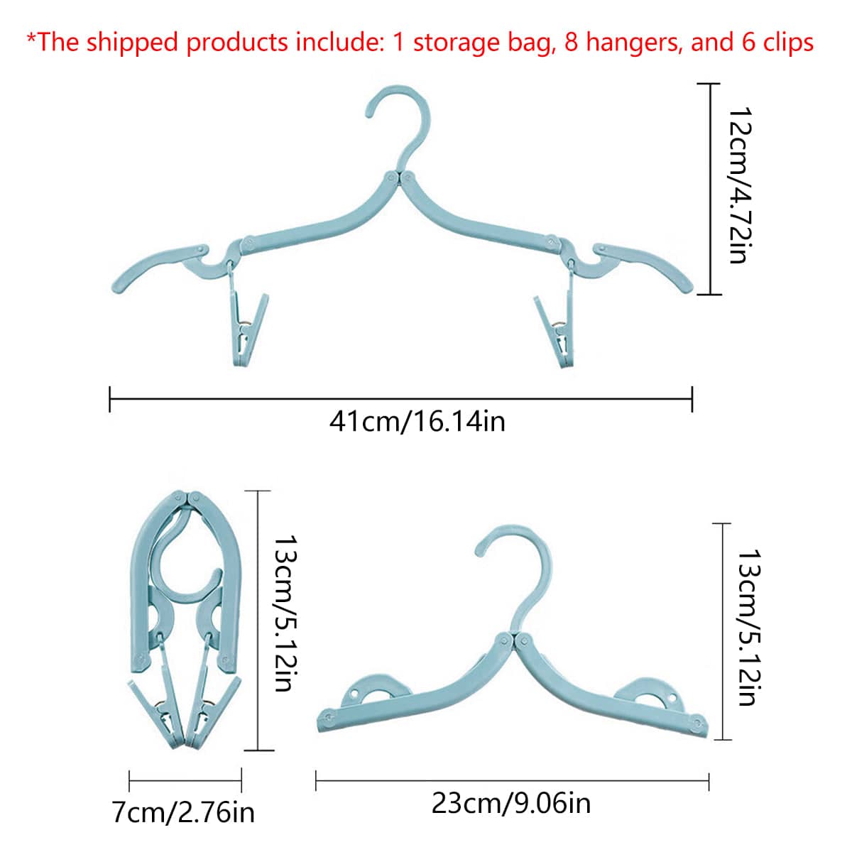 Folding Travel Clothes Hangers with Clips and Storage Bag, 15 Piece Set - Peach - view 4