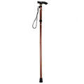 Folding Walking Stick Travel Cane Adjustable Height 82 to 92cm Aluminium - Brown