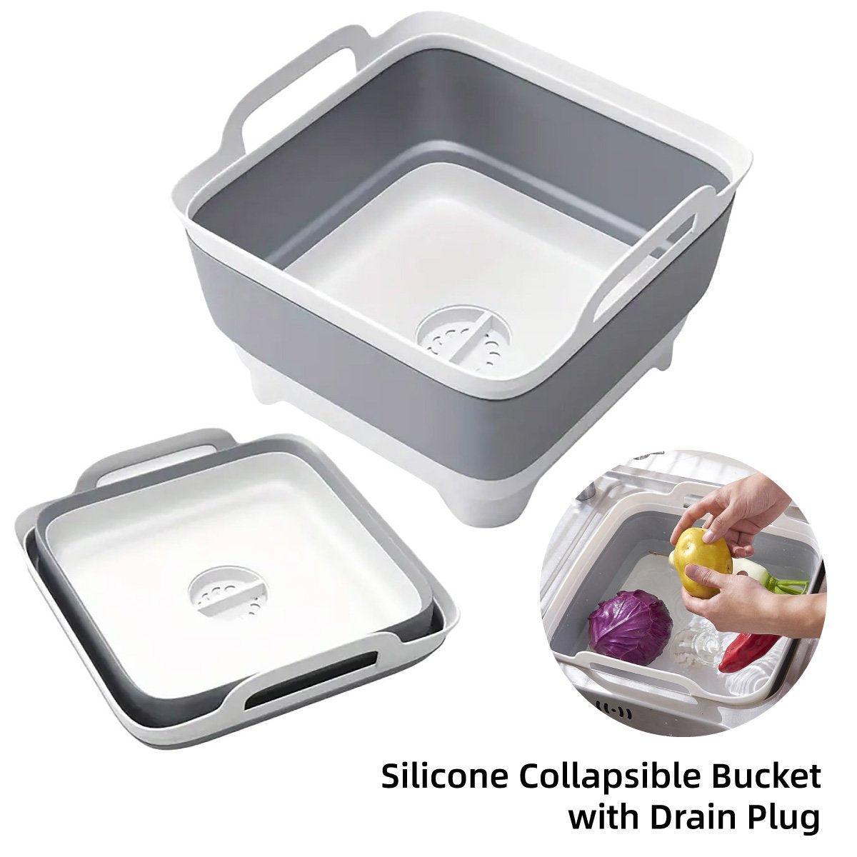 Folding Washing Basket with Drain Plug for Kitchen, Camping and Picnics