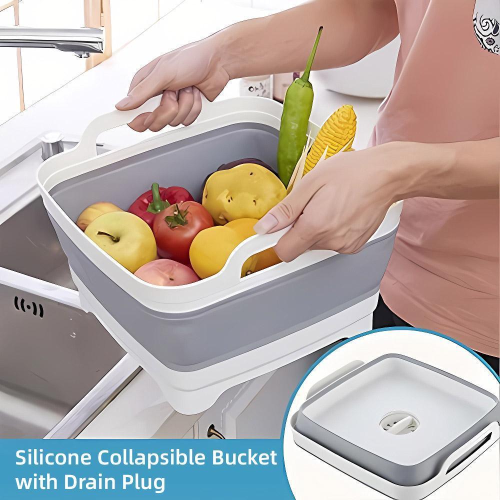 Folding Washing Basket with Drain Plug for Kitchen, Camping and Picnics - view 4