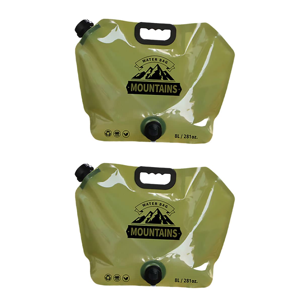 Folding Water Bags, 8 L Each, Pack of 2 - Green