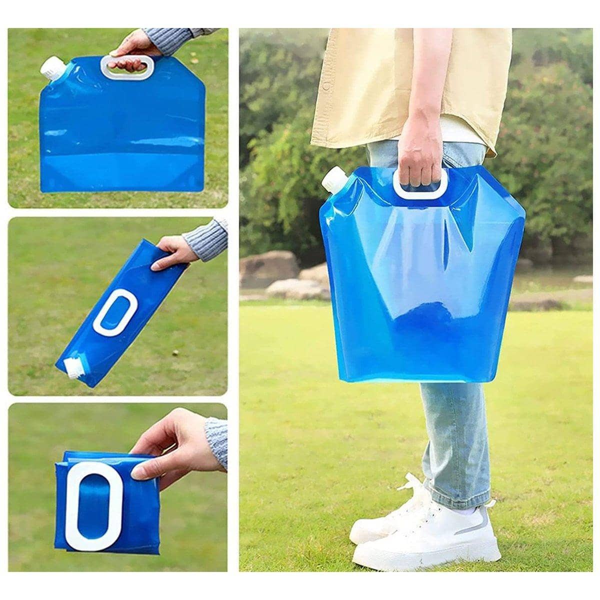 Folding Water Storage Bags for Camping, Pack of 4 - Blue - view 5