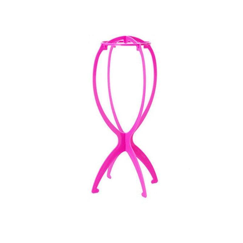 Folding Wig Stand Holder for Wigs and Hats - Hot Pink