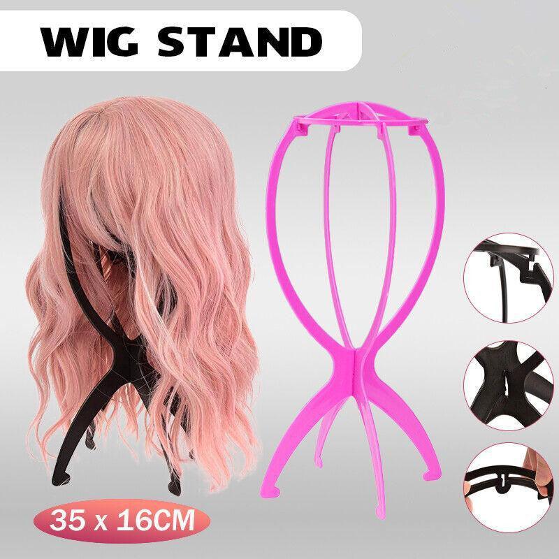 Folding Wig Stand Holder for Wigs and Hats - Hot Pink - view 2