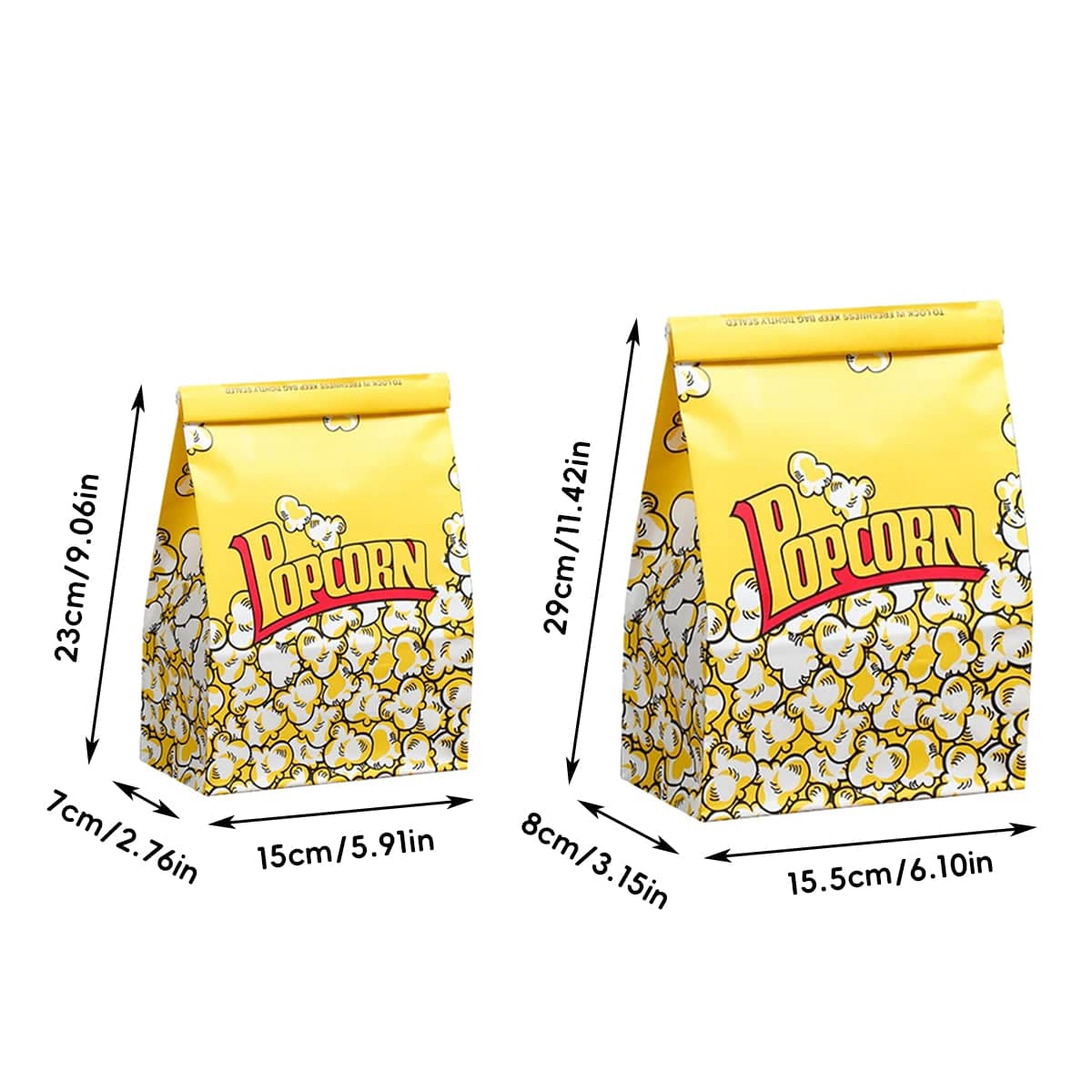 Food-Grade Disposable Popcorn Paper Bags, Pack of 50 - 29 x 15.5 x 8 cm - view 4