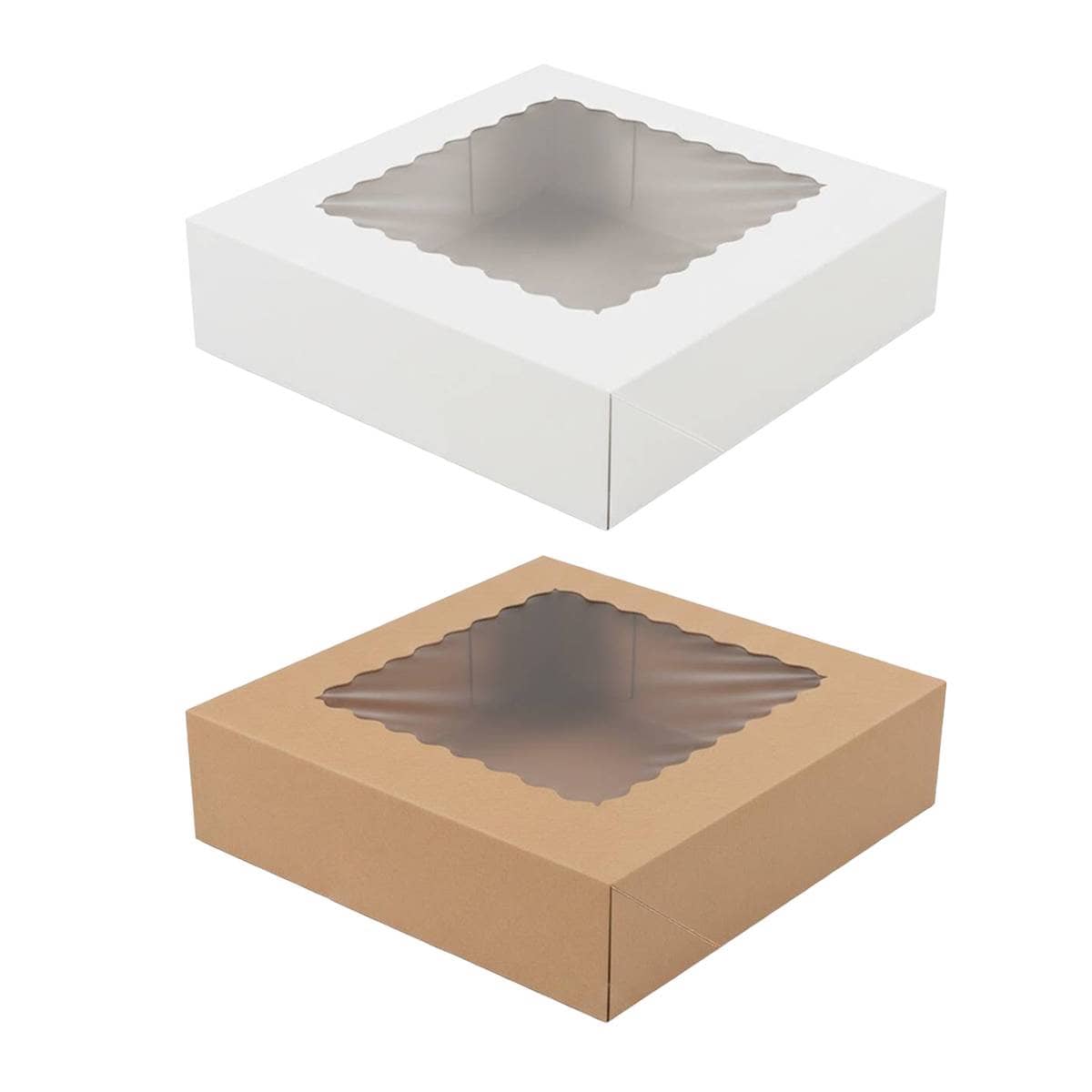 Food Grade Pastry Boxes with Clear Window, Pack of 20 - Kraft Brown - view 3
