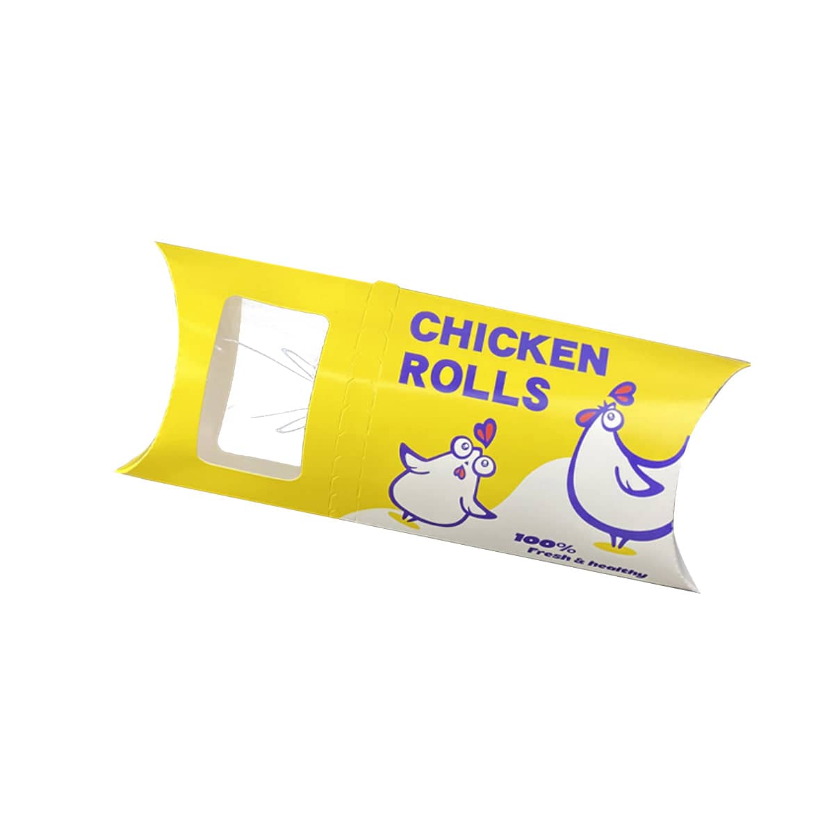 Food Safe Paper Meat Roll Takeaway Containers with Window, Pack of 50 - Chicken Rolls Design