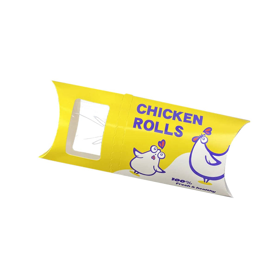 Food Safe Paper Meat Roll Takeaway Containers with Window, Pack of 50 - Chicken Rolls Design