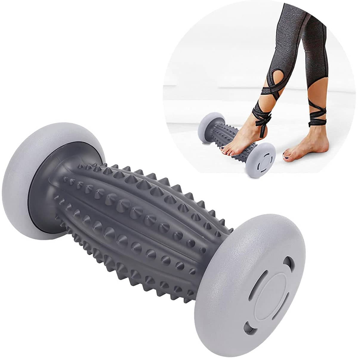 Foot Massage Roller with Raised Studs and Wheels - Lime Green and Blue - view 5