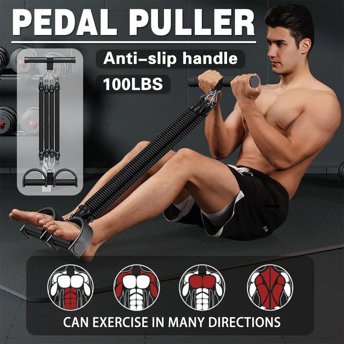 Foot Pedal Resistance Band for Home Abdominal and Sit up Training 100 lb