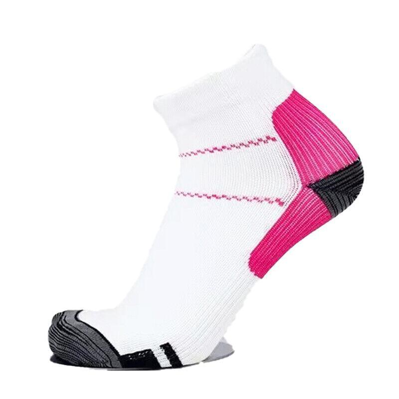 Foot Support Compression Socks, 1 Pair, S/M - White and Rose Red