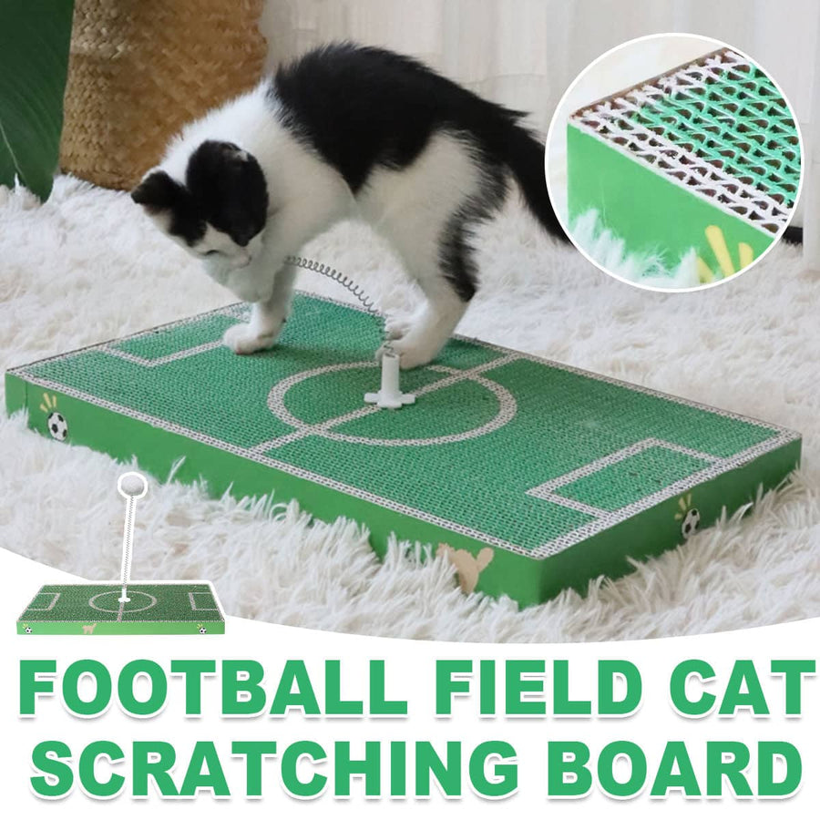 Football Field Cat Scratching Board with Spring Ball, Green