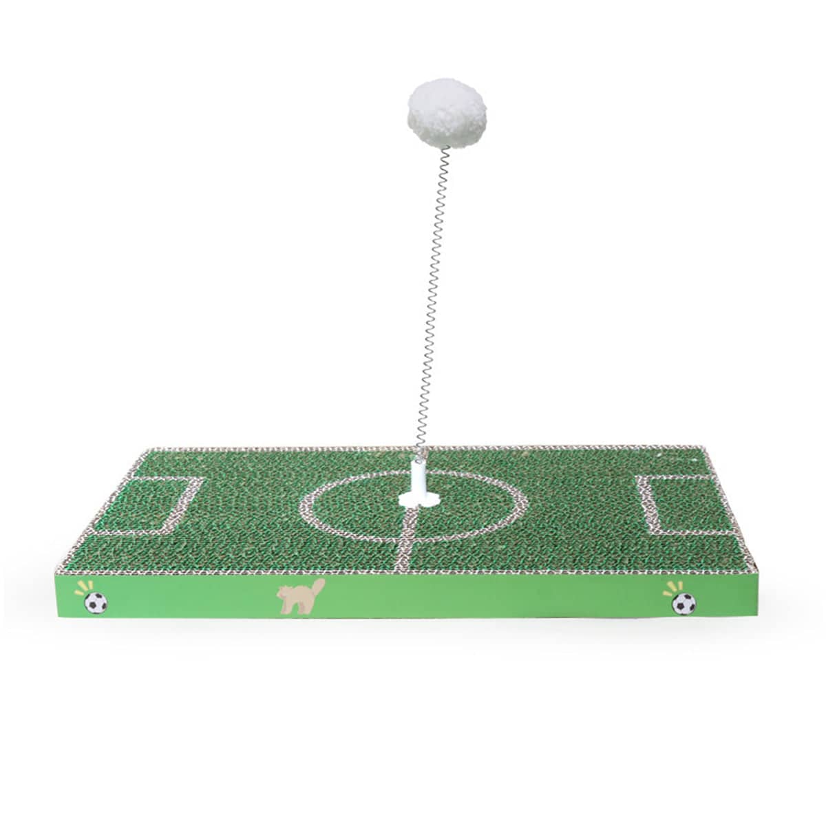 Football Field Cat Scratching Board with Spring Ball, Green - view 2