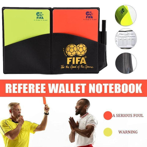 Football Soccer Referee Wallet Notebook with Red and Yellow Cards - Black