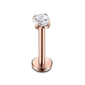 Four-Claw Zirconia Lip Stud, Stainless Steel Labret - Rose Gold, 10mm