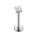 Four-Claw Zirconia Lip Stud, Stainless Steel Labret - Silver, 6mm
