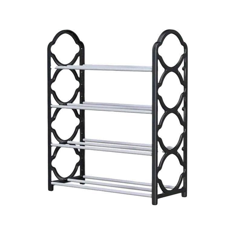 Four Layer Shoe Rack Storage Organiser, Multi Tier Shoe Shelf - Black