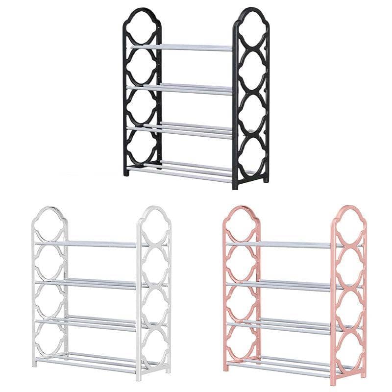Four Layer Shoe Rack Storage Organiser, Multi Tier Shoe Shelf - Black - view 3
