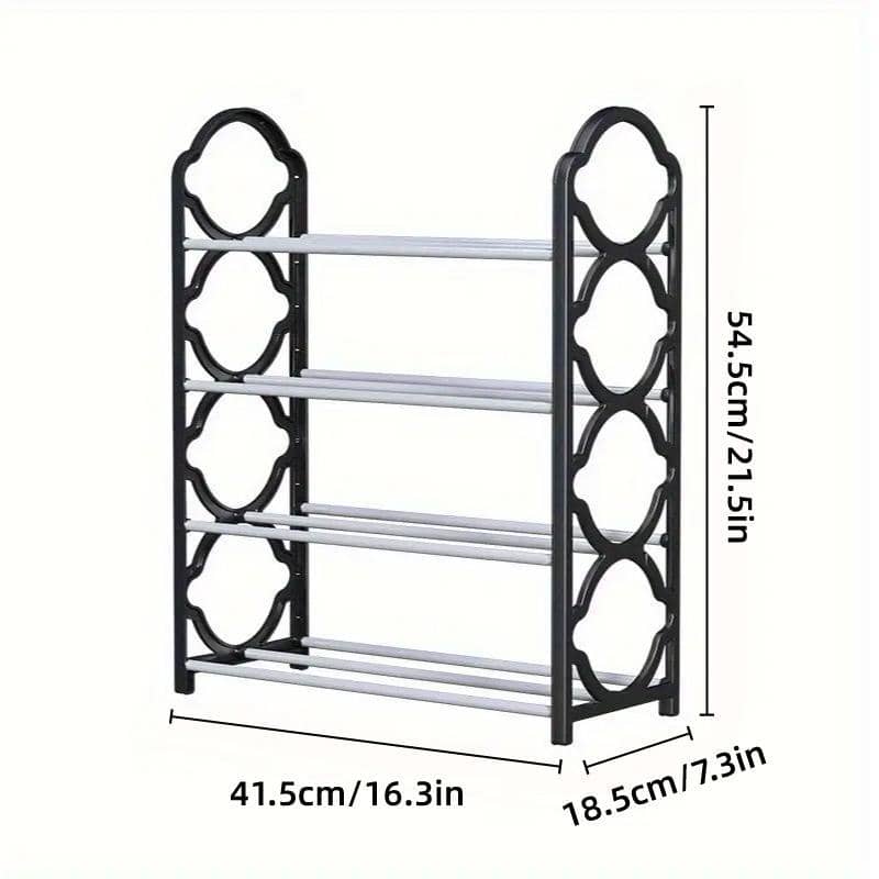 Four Layer Shoe Rack Storage Organiser, Multi Tier Shoe Shelf - Black - view 4