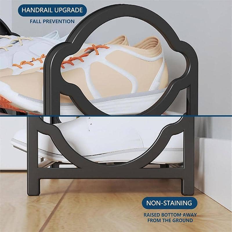 Four Layer Shoe Rack Storage Organiser, Multi Tier Shoe Shelf - Black - view 5